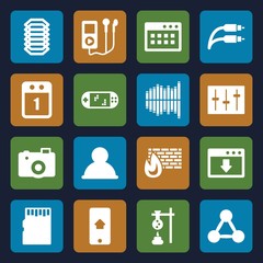 Set of 16 technology filled icons