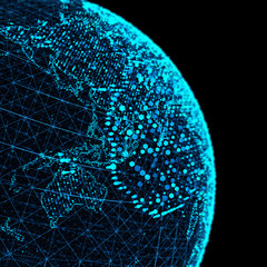 Technology background/Technology background abstract background with connecting dots and lines. Connection structure digital communication. Earth futuristic technology abstract background. 