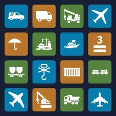 Set of 16 cargo filled icons