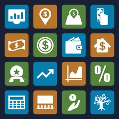 Set of 16 financial filled icons