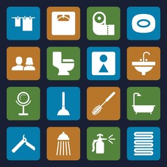 Set of 16 bathroom filled icons