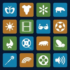 Set of 16 bright filled icons