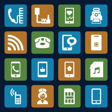 Set of 16 phone filled icons