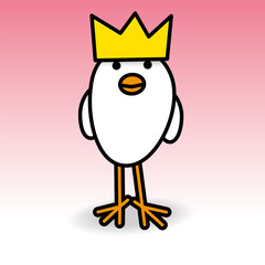 Single White Smiling Chick with Party Hat