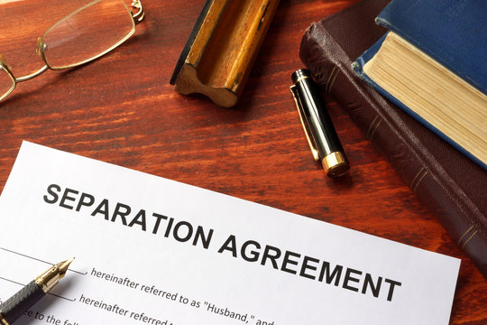 Separation agreement form on an office table.