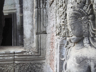 Carvings at the Ruins of an Ancient Temple in Indonesia