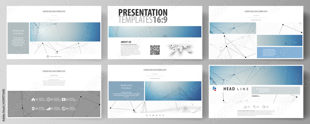 Aufkleber business templates in hd format for presentation slides. abstract vector layouts in flat design. geo