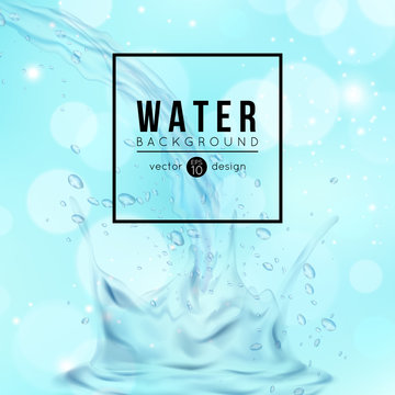 Blue water splash background, vector illustration