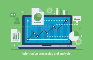 Information processing and analysis. Flat design modern vector illustration.
