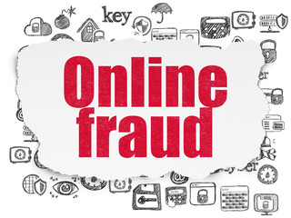 Security concept: Online Fraud on Torn Paper background
