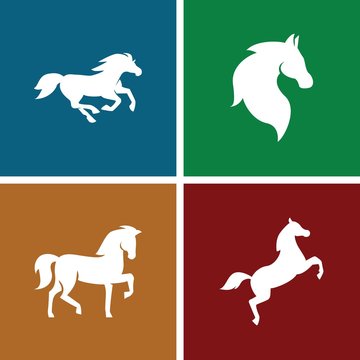Set of 4 stallion filled icons