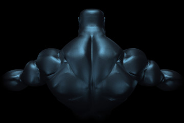 Fototapeta na wymiar 3D Rendering of Muscle Man's Back