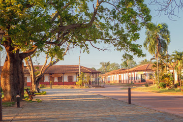 Naklejka premium Street in the village Concepcion, jesuit missions in the Chiquitos region, Bolivia