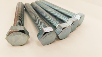 Steel screws white background.