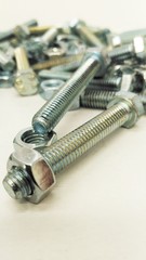 Steel screws white background.