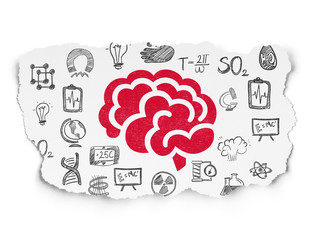 Science concept: Brain on Torn Paper background