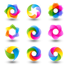 Obraz premium Set of abstract round vector design element, Sphere Icons, Isolated On White Background 