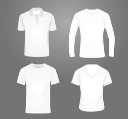 T shirt set polo, v-neck, classic and long sleeve vector