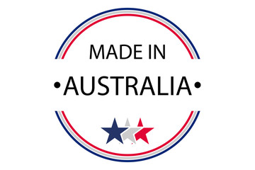 Made in Australia round logo, vector