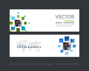 Vector set of modern horizontal website banners with many yellow