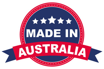 Made in Australia round logo, vector