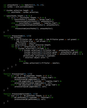 Abstract background with program code. Programming and coding technology background. Program listing. Vector illustration.
