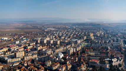Aerial view of the Deva city , Hunedoara county , Romania