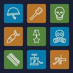 Set of 9 war outline icons