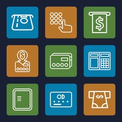 Set of 9 atm outline icons