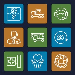 Set of 9 assistance outline icons