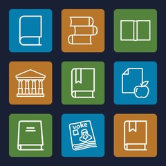 Set of 9 library outline icons