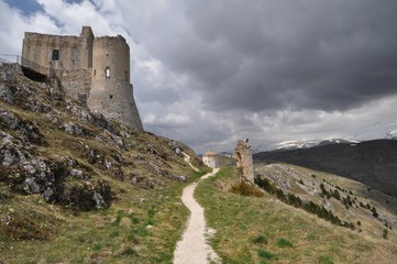 Rocca Calascio, a mountaintop fortress in Abruzzo, Italy