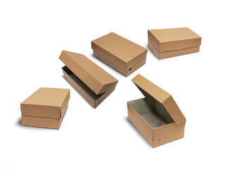Cardboard boxes with lid isolated on white background