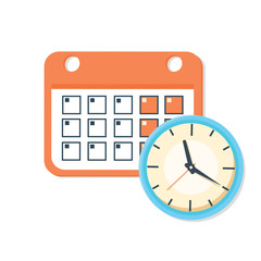 Vector calendar and clock icon. Schedule, appointment, important date concept.