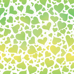 Fototapeta na wymiar Vector Green Gradient Hearts Seamless Pattern Design Perfect for Valentine Day cards, fabric, scrapbooking, wallpaper.