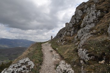 Rocca Calascio, a mountaintop fortress in Abruzzo, Italy