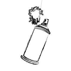 blurred side view silhouette aerosol spray with paint splash vector illustration