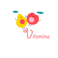 Graphics cheerful symbol of a pear and an apple