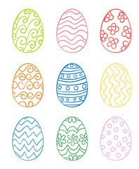 Set of hand drawn Easter eggs