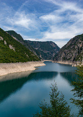 Fototapeta na wymiar The North of Montenegro, a beautiful view of the river Piva, early autumn