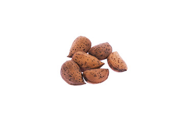Almonds in their skins isolated on a white background