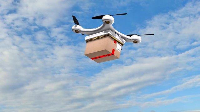 Drone Quadrocopter delivers a package - fast autonomous drone delivery