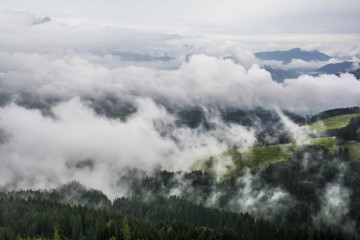 Misty landscape on Kitzbuhel mountain, Tirol, Austria