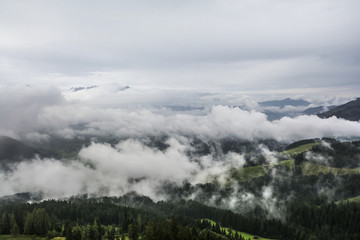 Misty landscape on Kitzbuhel mountain, Tirol, Austria