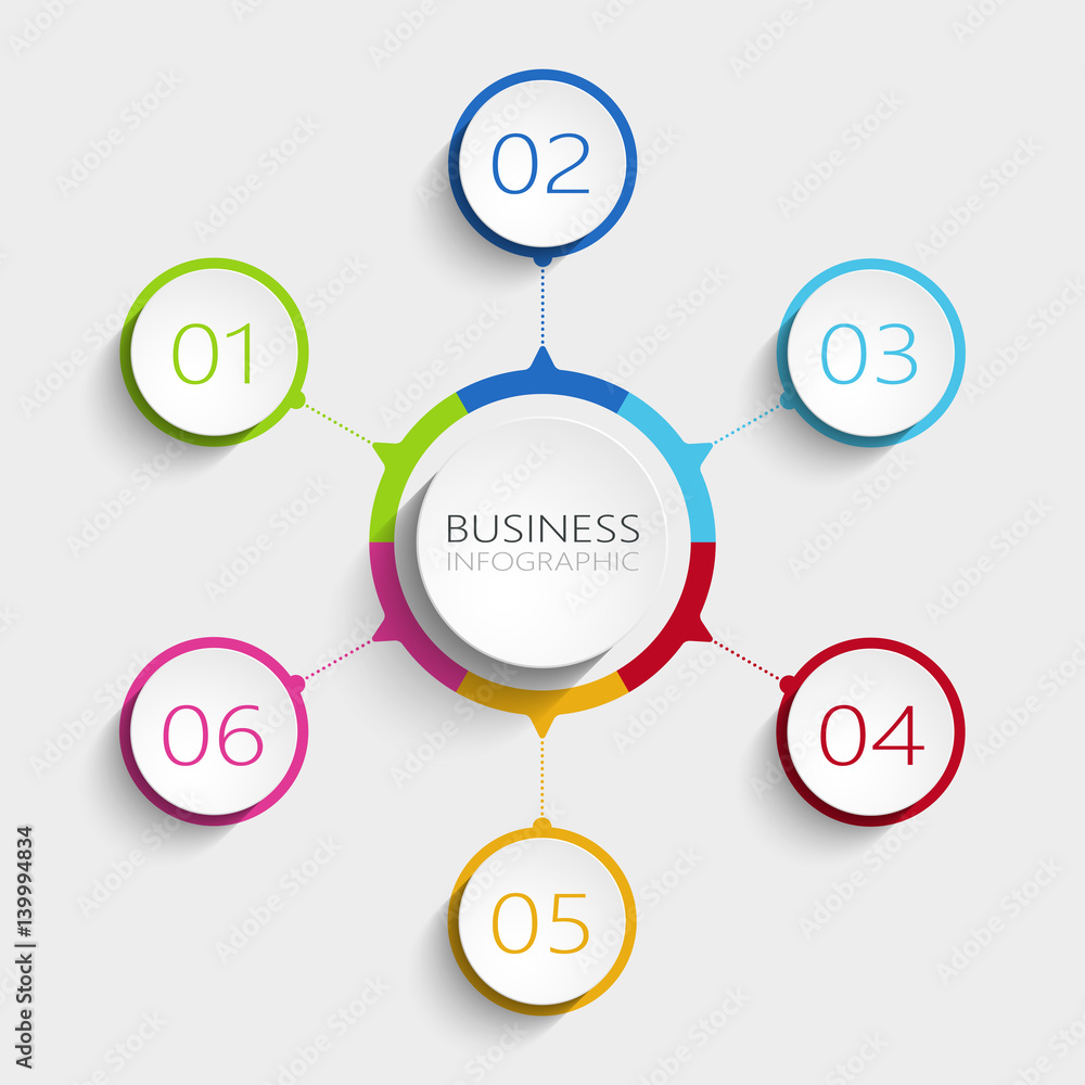 Poster modern abstract 3d infographic template with 6 steps. business circle template with options for broc