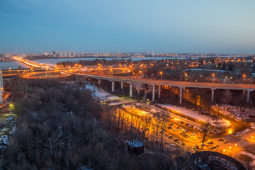 Fototapeta na wymiar Voronezh highway. Transport interchange near North Bridge
