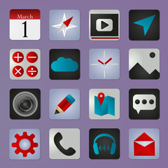 Social Sharing and Communications.Set of mobile app and social media icons vector eps10

