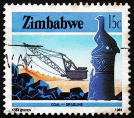 Postage stamp Zimbabwe 1985 Excavator, industry