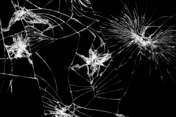 Close-up crack screen display on damaged	