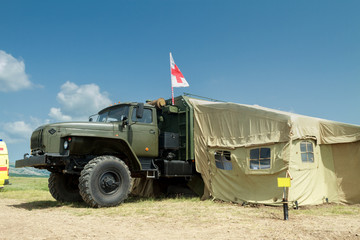 Army mobile hospital deployed in the field